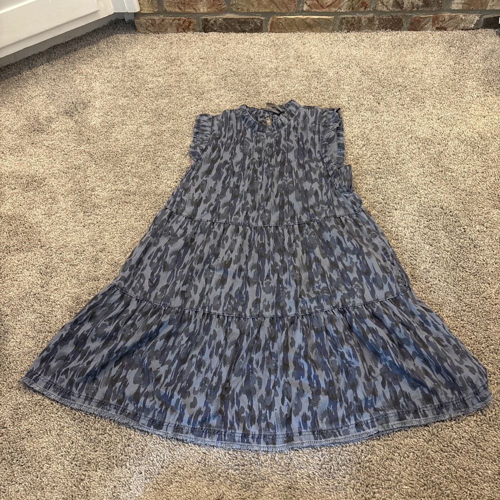Anthropologie Blue Camo Sleeveless Short Dress Size Medium Flowy Cute Boho